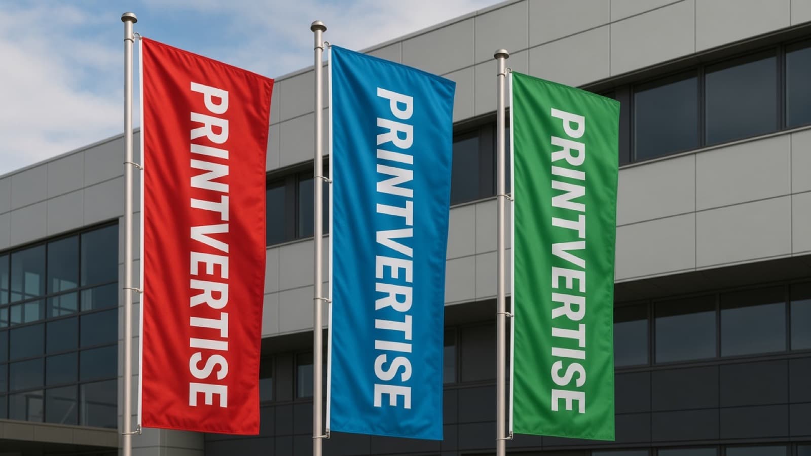 Fahnen und Beachflags aus dem Printvertise-Sortiment